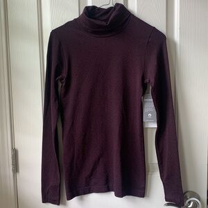 NWT Athleta Flurry Peak Turtleneck stretch antique Burgundy/Black XS